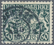 O Bayern - Dienstmarken: 1916, 60 Pf. Schwarzbläulichgrün Auf Farbigem Papier, Gestempelt, Signiert Dr - Autres & Non Classés