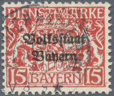 O Bayern - Dienstmarken: 1919, 15 Pf. Dunkelzinnober Auf Farbigem Papier, Gestempelt, Signiert Dr. Hel - Altri & Non Classificati