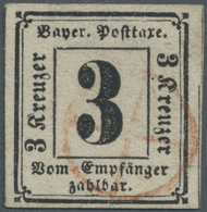 O Bayern - Portomarken: 1862: 3 Kr. Schwarz/weiß, Allseits Sehr Breitrandig (gering Hell) Mit äußerst - Altri & Non Classificati