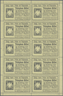 (*) Bayern - Telefon-Billets: 1893, 10 Pfg Im Originalbogen Ungebraucht Ohne Gummi Wie Verausgabt, Der B - Autres & Non Classés