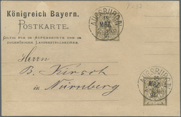 GA Bayern - Ganzsachen: 1890, GA-Karte 3 Pf. Braun Mit Extremem Verschnitt, Dadurch Ein Zweiter Wertste - Autres & Non Classés