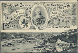 GA Bayern - Ganzsachen: FEUERWEHR: 1909, "50jähr. Jubiläum Freiwillige Feuerwehr PASSAU" Ansichtkarte G - Andere & Zonder Classificatie