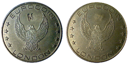 02242 GETTONE JETON TOKEN FICHA GAMING MACHINE EUROCOIN EAGLE LARGE, HEAVY AND THICK BRASS COUNTERMARK - Andere & Zonder Classificatie