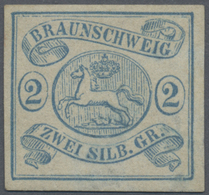 (*) Braunschweig - Marken Und Briefe: 1852, 2 Sgr. Lebhaftpreussischblau UNGEBRAUCHT Ohne Gummi, Farbfri - Brunswick