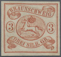 (*) Braunschweig - Marken Und Briefe: 1852, 3 Sgr. Lebhaftorangerot UNGEBRAUCHT Ohne Gummi, Farbfrisches - Braunschweig