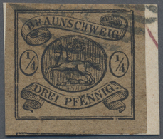 Brfst Braunschweig - Marken Und Briefe: 1853, 1/4 Ggr/3 Pfg. Schwarz Auf Hellbraunem Papier, Allseits Brei - Brunswick