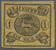 * Braunschweig - Marken Und Briefe: 1853, 1 Sgr. Schwarz Auf B-Farbe Braungelb, Ungebraucht Mit Origin - Brunswick