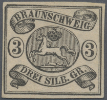 (*) Braunschweig - Marken Und Briefe: 1853, 3 Sgr. Schwarz Auf Mattrosa, Ungebraucht Ohne Gummi, Farbfri - Braunschweig