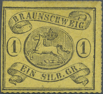 * Braunschweig - Marken Und Briefe: 1861, 1 Sgr Schwarz Auf Gelb Mit Bogenförmigem Durchstich 16, Unge - Brunswick