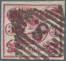 O Braunschweig - Marken Und Briefe: 1861, 3 Sgr. In Seltener B-Farbe Lebhaftkarmin, Allseits Vollrandi - Brunswick