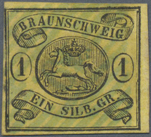O Braunschweig - Nummernstempel: 49 (Mainzholzen) Sehr Seltener Blauer Nummern-Stempel Auf 1 Sgr. Schw - Brunswick