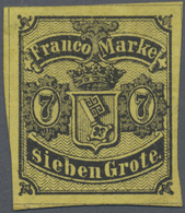 * Bremen - Marken Und Briefe: 1860, 7 Gr. Schwarz Auf Gelblicholiv, Dünneres Papier, Farbfrisches Und - Brême