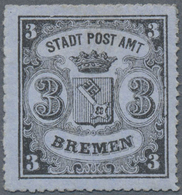 * Bremen - Marken Und Briefe: 1862, 3 Gr. Senkrecht Gestreiftes Papier, Ungebraucht Mit Originalgummi - Bremen