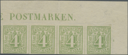 (*) Hamburg - Marken Und Briefe: 1859, 4 S. Gelbgrün Im Waagerechten Viererstreifen Aus Der Rechten Ober - Hamburg