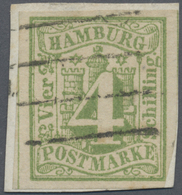 Brfst Hamburg - Marken Und Briefe: 1859, 4 Schill. Gelbgrün Auf Kabinettbriefstück, Lt. FA E.Mohrmann Von - Hamburg