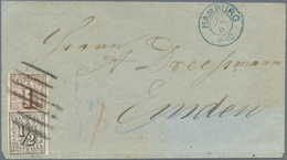 Br Hamburg - Marken Und Briefe: 1864: 1/2 U. 1 Sh Auf Brief Nach Emden Entwertet Mit Vierstrichstempel, - Hamburg (Amburgo)