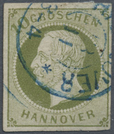 O Hannover - Marken Und Briefe: 1861, 10 Gr. Georg V Dunkelgrünlicholiv, Gest. Vollrandig, Unten Etwas - Hanover