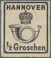 * Hannover - Marken Und Briefe: 1864: 1/2 Gr Schwarz, Rosa Gummi, Ungebraucht. Attest Berger. - Hannover