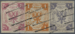 Brfst Lübeck - Marken Und Briefe: 1859, ½ Schilling Violettgrau Mit 1 Sch. Orange Und 2½ Sch. Rosa, Alle M - Luebeck