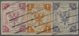 Brfst Lübeck - Marken Und Briefe: 1859, ½ Schilling Violettgrau Mit 1 Sch. Orange Und 2½ Sch. Rosa, Alle M - Lubeck