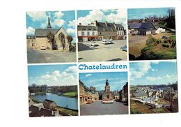 Cpm - 22 - Châtelaudren - Chapelle Notre-Dame - Poste étang - Voitures Bar Maison De La Presse - Châtelaudren