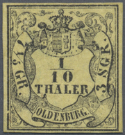 (*) Oldenburg - Marken Und Briefe: 1852, Wappen-Ausgabe 1/10 Thaler Schwarz Auf Hellgelb, Ungebraucht Mi - Oldenburg