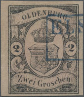 O Oldenburg - Marken Und Briefe: 1859, 2 Gr Schwarz Auf Rötlichkarmin, Sauber Entwertet Mit Blauem Ra2 - Oldenbourg