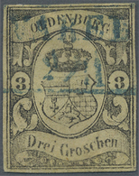 O Oldenburg - Marken Und Briefe: 1859, 3 Gr. Schwarz Auf Mittelgraugelb, Allseits Noch Vollrandiges St - Oldenbourg