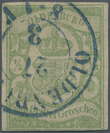 O Oldenburg - Marken Und Briefe: 1861, 1/3 Gr. Blaugrün, Ungezähnt Mit Engen Bis Guten Rändern, Entwer - Oldenburg