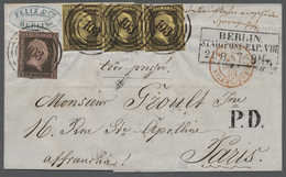 Br Preußen - Marken Und Briefe: 1850, 1 Silbergroschen Schwarz/graurot Und Drei Exemplare Zu 3 Silbergr - Altri & Non Classificati