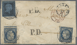 Br Preußen - Marken Und Briefe: 1850, 2 Silbergroschen Schwarz Auf Blau Und Frankreich 1850, 25 Centime - Sonstige & Ohne Zuordnung