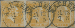 O Preußen - Marken Und Briefe: 1858, 3 Sgr. Gelborange Auf Dünnem Papier, Allseits Vollrandiger Waager - Sonstige & Ohne Zuordnung