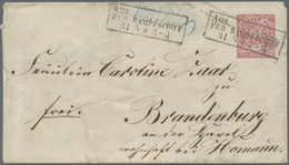 GA Preußen - Nachverwendete Stempel: 1867 Ca. 1 Groschen NDP Ganzsache Mit Schiffspost Ra2 "AUS "Wollin - Other & Unclassified