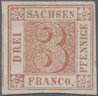 (*) Sachsen - Marken Und Briefe: 1850, "Sachsen Dreier", 3 Kreuzer Lebhaftrot, In Type V/12 Ungebraucht - Saxe