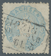 O Sachsen - Marken Und Briefe: 1863,  5 Ngr Blaugrau Sauber Entwertet Mit Ra3 „LEIPZIG...DRESD:BAHNH." - Saxe