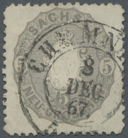 O Sachsen - Marken Und Briefe: 1863, Freimarke Wappenzeichnung 5 Ngr Grau, Entwertet Mit Dem Zweikreis - Saxony
