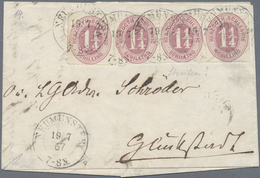 Br Schleswig-Holstein - Marken Und Briefe: 1865, 1¼ S Rotlila Als Dreierstreifen Und Einzelmarke Zusamm - Autres & Non Classés