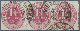 O Schleswig-Holstein - Marken Und Briefe: 1865: 1/13 S Karminrosa, Waagerechter Dreierstreifen, Sauber - Altri & Non Classificati