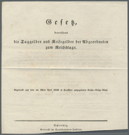 Br Thurn & Taxis - Vorphilatelie: 1849, Gedruckten Dokument "Gesetz Betreffend Die Taggelder Und Reiseg - Préphilatélie