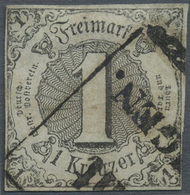 O Thurn & Taxis - Marken Und Briefe: 1852, 1 Kr. Schwarz Auf Graugrün, Vollrandig. Lt. Kurzbefund Sem: - Sonstige & Ohne Zuordnung