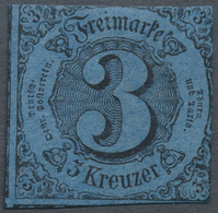 * Thurn & Taxis - Marken Und Briefe: 1852, 3 Kr. Schwarz Auf Blau, Geschnitten, Ungebraucht. Lt. Fotoa - Autres & Non Classés