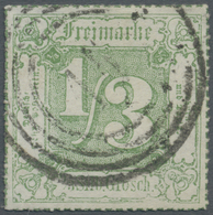 O Thurn & Taxis - Marken Und Briefe: 1866, 1/3 Sgr Gelblichgrün Sauber Und Zentrisch Entwertet "14" Ca - Autres & Non Classés