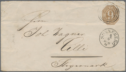 GA Thurn & Taxis - Ganzsachen: 1863, GA-Umschlag 9 Kr. Braun Format A, Lange Gummierung (leichte Waagre - Autres & Non Classés