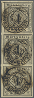 O Württemberg - Marken Und Briefe: 1851, 1 Kr. Schwarz Auf Hellsämisch, Type III Im Allseits Voll- Bis - Autres & Non Classés
