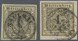 O/Brfst Württemberg - Marken Und Briefe: 1851, 1 Kr. Wappen Schwarz Auf Hellchromgelb, Gest. Nahezu Allseiti - Andere & Zonder Classificatie