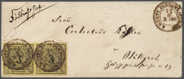 Br Württemberg - Marken Und Briefe: 1851: 3 Kr. Schwarz/lebhaftolivgelb, Type V, Seltene Farbe, Sehr Br - Altri & Non Classificati