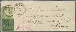 Br Württemberg - Marken Und Briefe: 1851/1858, 6 Kr Schwarz A. Gelblichgrünem Seidenpapier Und 6 Kr Hel - Sonstige & Ohne Zuordnung