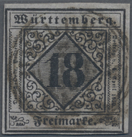 O Württemberg - Marken Und Briefe: 1851, 18 Kreuzer In Type I Vollrandiges Prachtstück Mit Zentrischem - Altri & Non Classificati