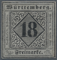 (*) Württemberg - Marken Und Briefe: 1851, 18 Kr. Schwarz Auf Violettgrau, Ungebraucht Mit Neugummi, Far - Autres & Non Classés