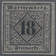 * Württemberg - Marken Und Briefe: 1851, Ziffern-Ausgabe 18 Kr. Schwarz Auf Mattblauviolett In Type II - Altri & Non Classificati